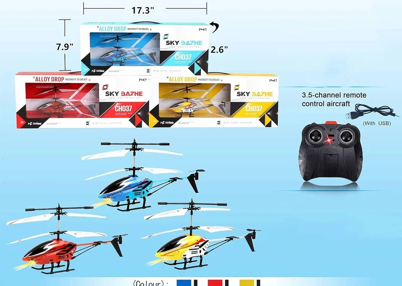Sky Bazhe 3.5-Channel Alloy RC Helicopter – Stable Flight Aircraft with Gyro and USB Charging